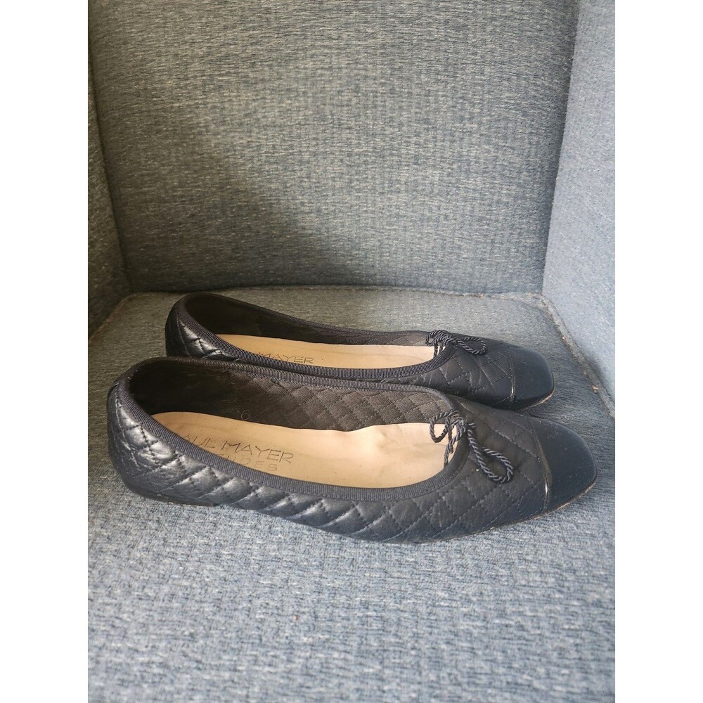 Paul Mayer Attitudes Black Leather Quilted Ballet Flats Size 9.5